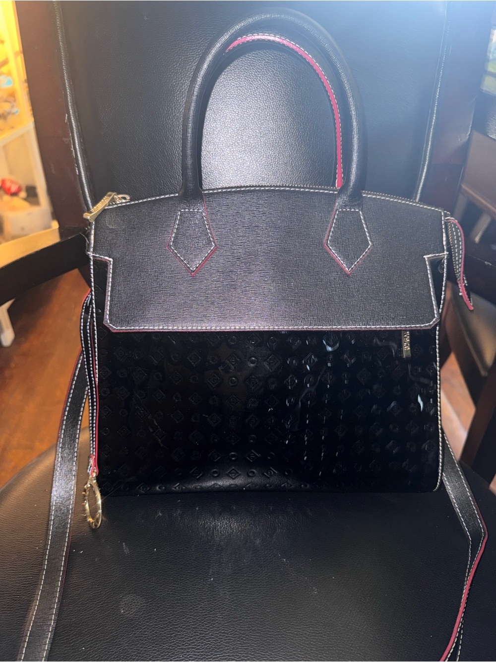 Invece Patent Leather Crossbody Monogram Embossed Designer Italian Purse